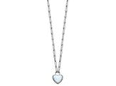 Rhodium Over Sterling Silver Lab Created Opal Heart Paperclip Link Necklace