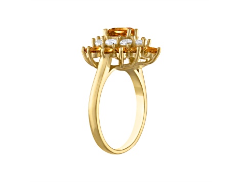 Citrine Double Halo 14K Yellow Gold Plated Sterling Silver Ring 3.41 ctw