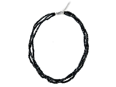 Black Spinel Beaded Sterling Silver Necklace 172.00ctw