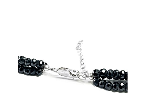 Black Spinel Beaded Sterling Silver Necklace 172.00ctw