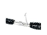 Black Spinel Beaded Sterling Silver Necklace 172.00ctw