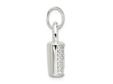 Sterling Silver E-coated Cubic Zirconia Lock Pendant