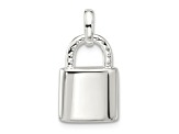 Sterling Silver E-coated Cubic Zirconia Lock Pendant