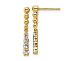 14K Yellow Gold Lab Grown Diamond SI1/SI2, G H I, Beaded Bar Post Dangle Earrings