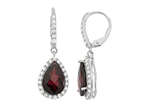 Red Garnet Sterling Silver Dangle Earrings 9.32ctw