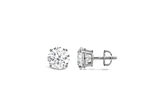 14K White Gold 1.50 Ctw Round Lab-Grown Diamond Studs, F Color SI2 Clarity