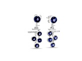 Round Tanzanite and CZ Rhodium Over Sterling Silver Earrings, 1.75ctw