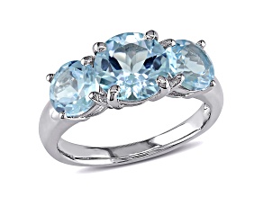 4.38ctw Blue Topaz 3-Stone Ring in Sterling Silver