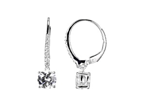 White Lab Created Sapphire Rhodium Over Sterling Silver Earrings 2.16ctw