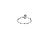 Tanzanite 5mm Oval and Round White Diamond 18K White Gold Ring