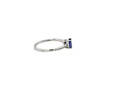 Tanzanite 5mm Oval and Round White Diamond 18K White Gold Ring