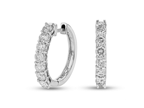 1.00ctw Diamond Hoop Earrings in 14k White Gold