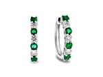 1.15ctw Emerald and Diamond Hoop Earrings in 14k White Gold