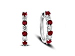 1.15ctw Ruby and Diamond Hoop Earrings in 14k White Gold