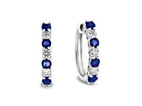 1.15ctw Sapphire and Diamond Hoop Earrings in 14k White Gold