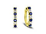 1.15ctw Sapphire and Diamond Hoop Earrings in 14k Yellow Gold