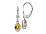 Sterling Silver Rhodium-plated 7x5mm Oval Citrine Leverback Earrings