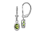 Sterling Silver Rhodium-plated 7x5mm Oval Peridot Leverback Earrings