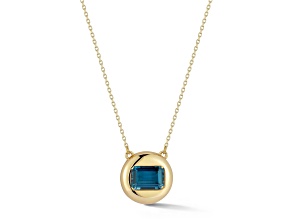 Bellissima Gold 14K Yellow Gold London Blue Topaz Button Pendant Necklace