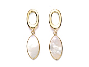 White Mother-of-Pearl, 14K Gold Plated over Sterling Silver Drop Earrings