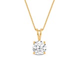 White Cubic Zirconia 14k Yellow Gold Pendant With Chain 1.00ctw