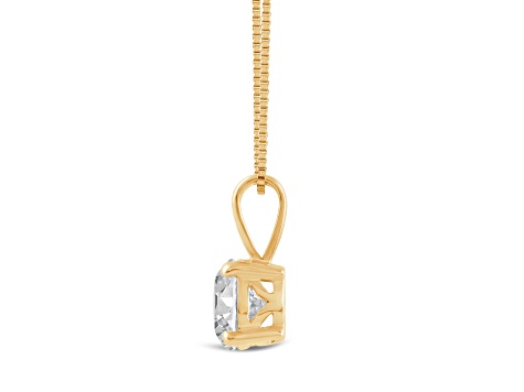 White Cubic Zirconia 14k Yellow Gold Pendant With Chain 1.00ctw