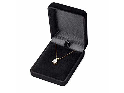 White Cubic Zirconia 14k Yellow Gold Pendant With Chain 1.00ctw