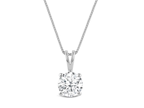 White Cubic Zirconia 14k White Gold Pendant With Chain 1.00ctw