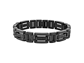 0.16ctw Black Diamond Stainless Steel H Link Bracelet