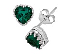 Green Lab Created Emerald Sterling Silver Earrings 1.30ctw