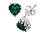 Green Lab Created Emerald Sterling Silver Earrings 1.30ctw
