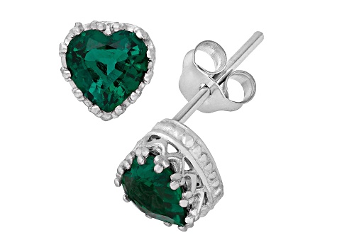 Green Lab Created Emerald Sterling Silver Earrings 1.30ctw