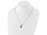 Sterling Silver Antiqued with 14K Accent Leaves Pear Amethyst with 2-inch Extension Necklace