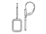 Rhodium Over 14K White Gold Lab Grown Diamond SI1/SI2, G H I, Rectangle Leverback Earrings