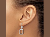 Rhodium Over 14K White Gold Lab Grown Diamond SI1/SI2, G H I, Rectangle Leverback Earrings