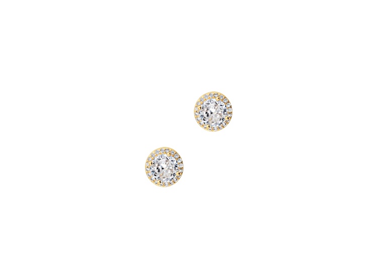 Moda Al Massimo, 18K Yellow Gold Plated Over Bronze Round Stud Earrings, 1.95 carats
