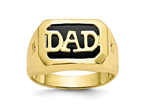 10K Yellow Gold Men's Diamond and Black Onyx DAD Ring