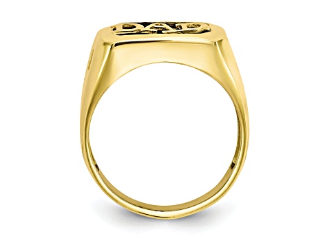 10K Yellow Gold Men's Diamond and Black Onyx DAD Ring