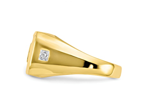 Men's 10k Yellow Gold Solid Band Diamond "DAD" Ring - Size 11 Father's Gift