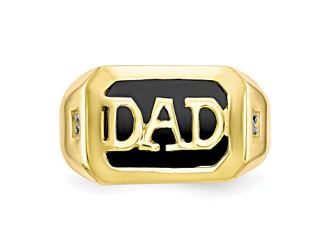 10K Yellow Gold Men's Diamond and Black Onyx DAD Ring