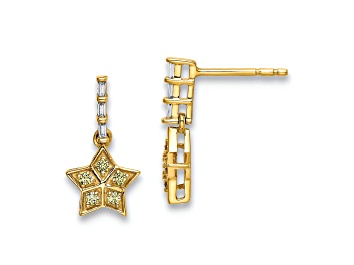 Picture of 14k Yellow Gold Diamond and Yellow Sapphire Star Dangle Earrings