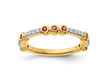 Picture of 14K Yellow Gold Stackable Expressions Pink Tourmaline and Diamond Ring 0.185ctw