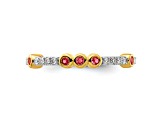 14K Yellow Gold Stackable Expressions Pink Tourmaline and Diamond Ring 0.185ctw