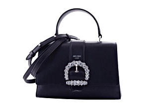 Jimmy Choo Cheri Dark Blue Leather Top Handle Bag