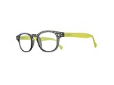 Yellow Crystal Square Frame Reading Glasses. Strength 3.00