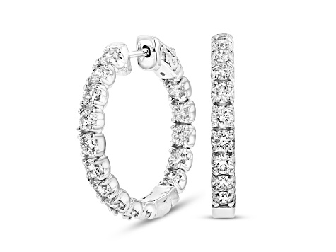 14k White Gold Diamond Inside-Out Hoop Earrings, 3.00ctw