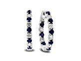 3.58ctw Sapphire and Diamond Hoop Earrings in 14k White Gold