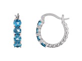 Swiss Blue Topaz Sterling Silver Hoop Earrings 2.80ctw