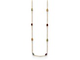 14K Yellow Gold Multi-color Gemstone 18 Inch Necklace