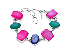 Dyed Drusy Agate Sterling Silver Bracelet 35.00ctw